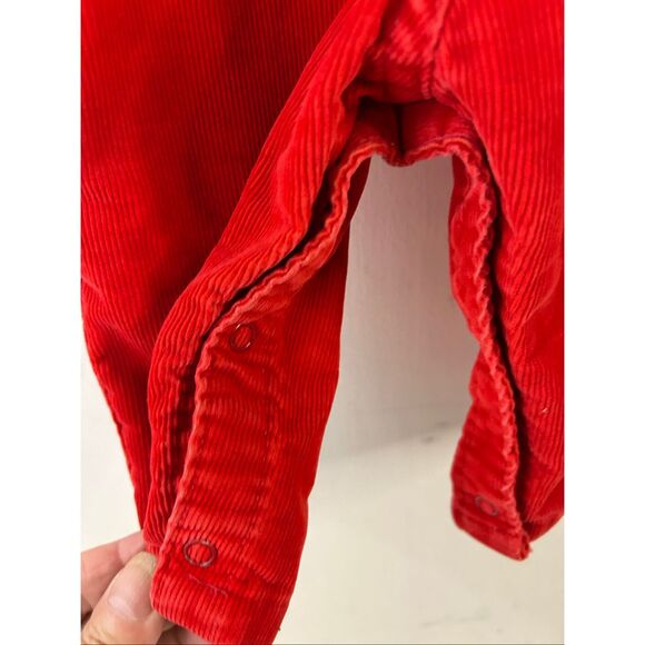 Oshkosh red corduroy overalls 6m? snaps - Picture 6 of 6